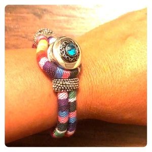 Boho Multicolor Woven Rope Cloth Snap Bracelet